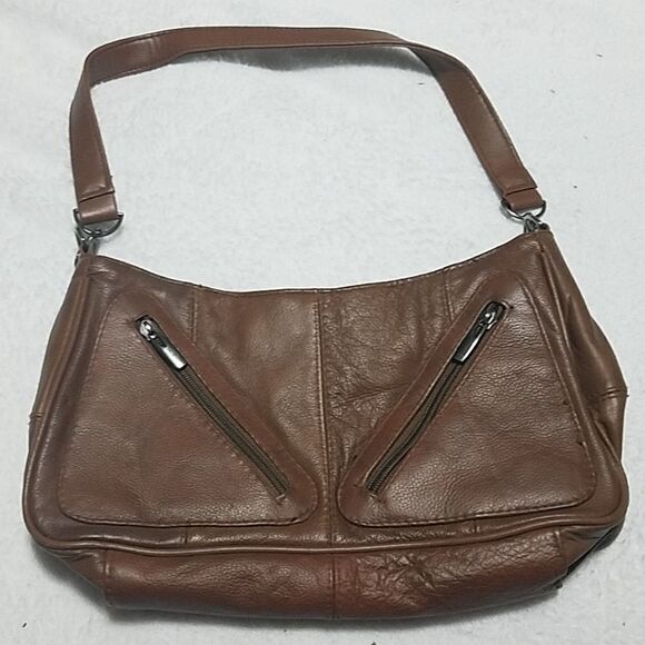 Transetter Brown Leather Shoulder Bag - Picture 1 of 4